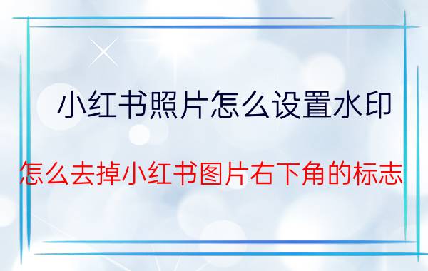 小红书照片怎么设置水印 怎么去掉小红书图片右下角的标志？